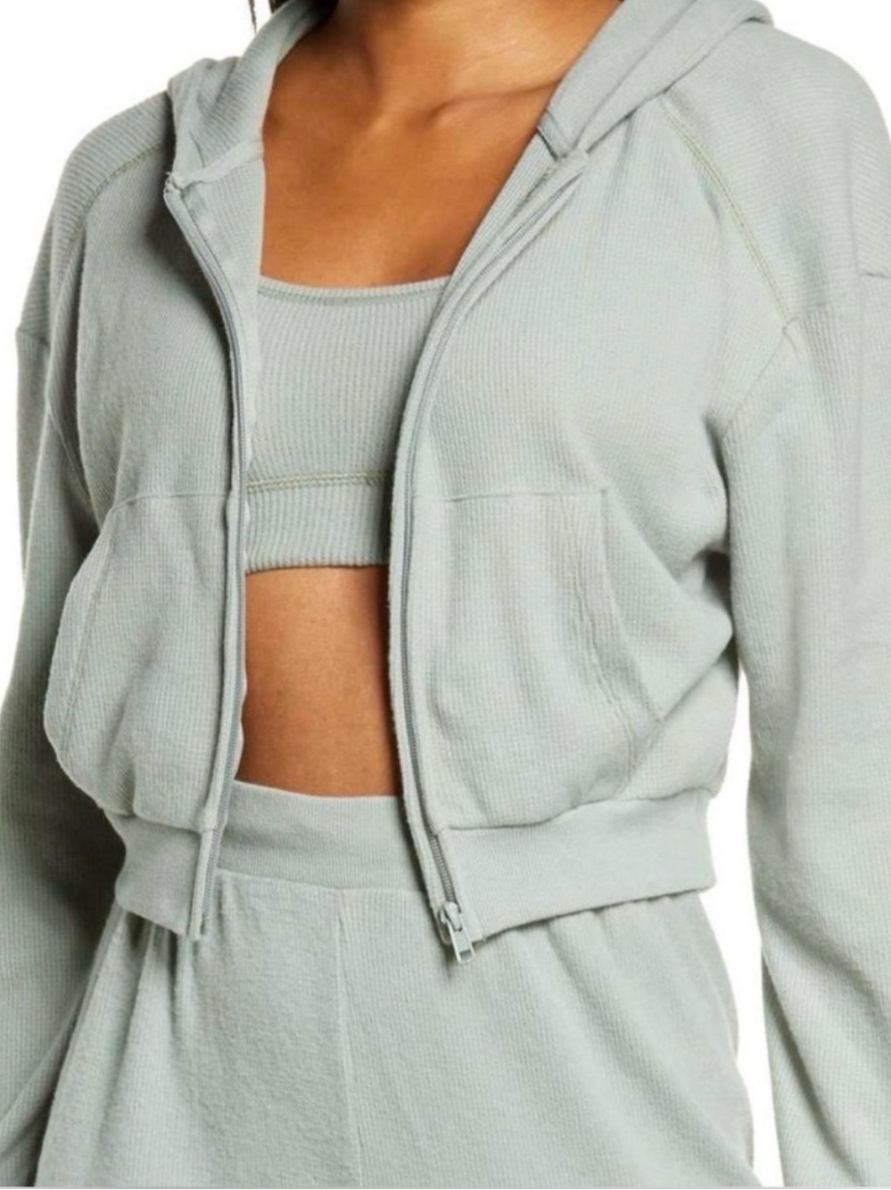 SKIMS Brushed Waffle Knit Cropped Hoodie